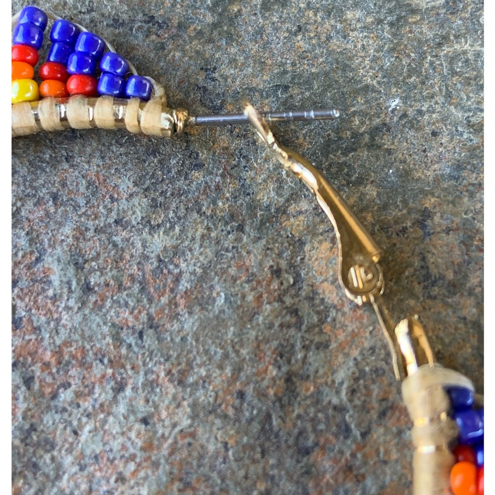 Beautiful Zuni Beaded Hoop Earrings - Picture 6 of 6